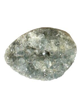 Natural Blue Celestite Geode Cluster On Display Stand - 2.5 Inches Long